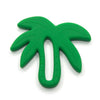 Emerald green palm tree teething toy with white background. 