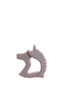 One unicorn silicone Teether with white background. Pale pink stone color