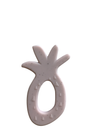 One pineapple Teether. Pale pink stone. White background. 