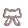 Gray bow shaped teething toy white background