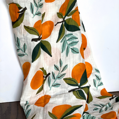 ‘Oranges’ Cotton Muslin Swaddle Blanket
