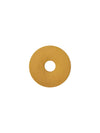 Mustard colored teething ring donut shape white background