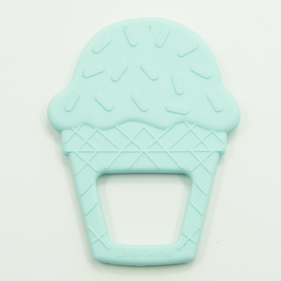 One tropical ice cream cone teething toy. White background. 