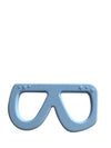 Light Blue glasses shaped silicone teething toy white background
