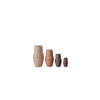 One Set of cat nesting dolls. 4 dolls next to each other. White background. 