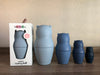 4 silicone bears each a different shade of blue different sizes one in pckaging
